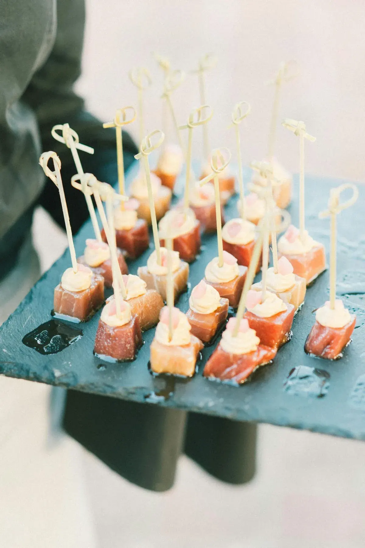 Food detail for a polished corporate launch catering setup