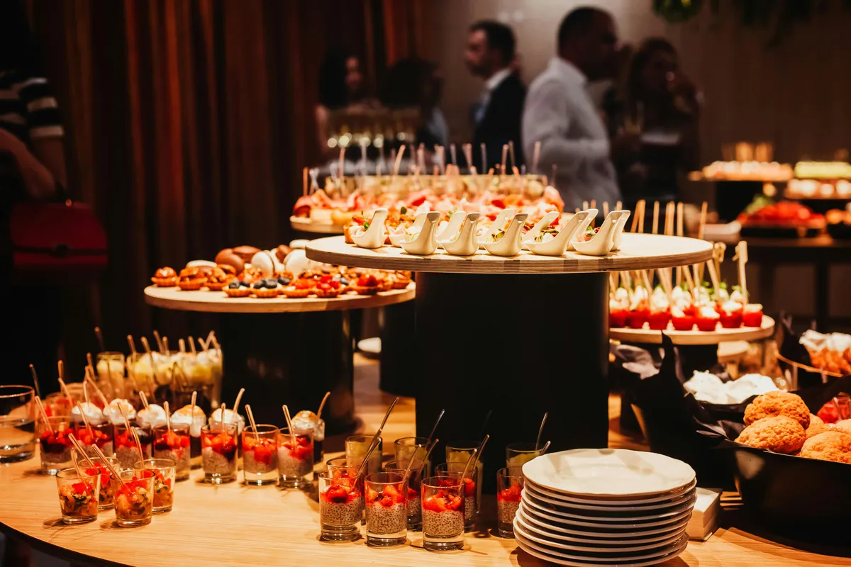 Elegant buffet display for a multi-day corporate hospitality service